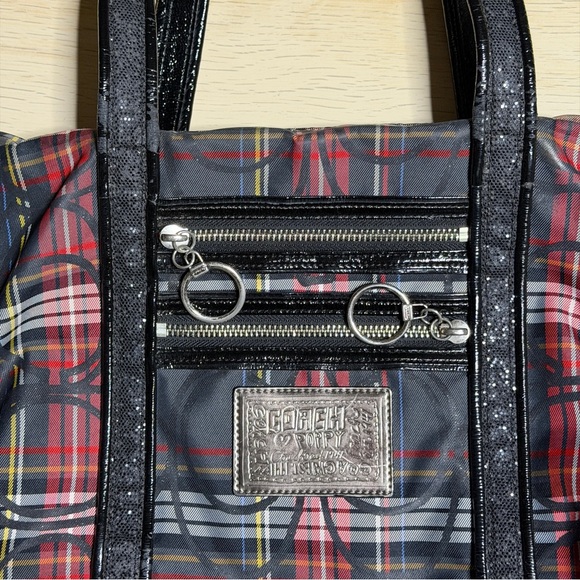 Coach Plaid Totebag Multicolor Pre Owned - Picture 3 of 6